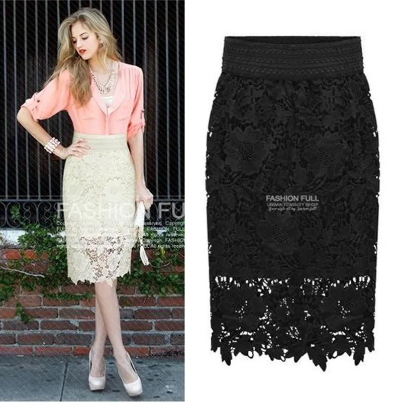 Knee Length Lace Embroidery Mini Skirt