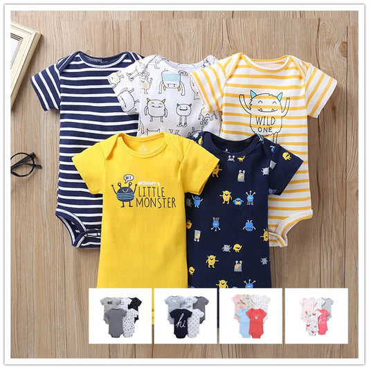 Short Sleeve Girls Clothing Unisex 0-24M Bodysuits