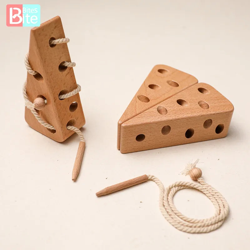 Wooden Cheese Stringing Toy