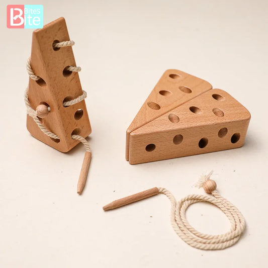 Wooden Cheese Stringing Toy