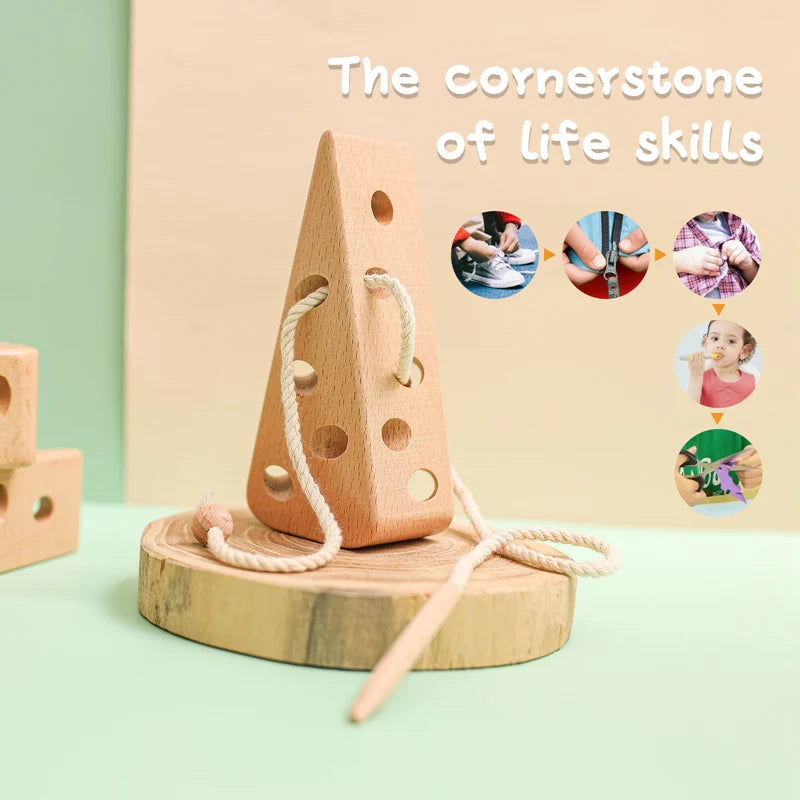 Wooden Cheese Stringing Toy