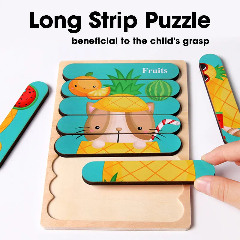 Double Sided Strip 3D Puzzles Wooden Toys