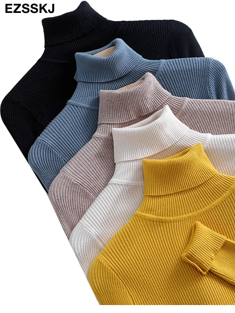 Knitted High Neck Pullovers Turtleneck Sweaters