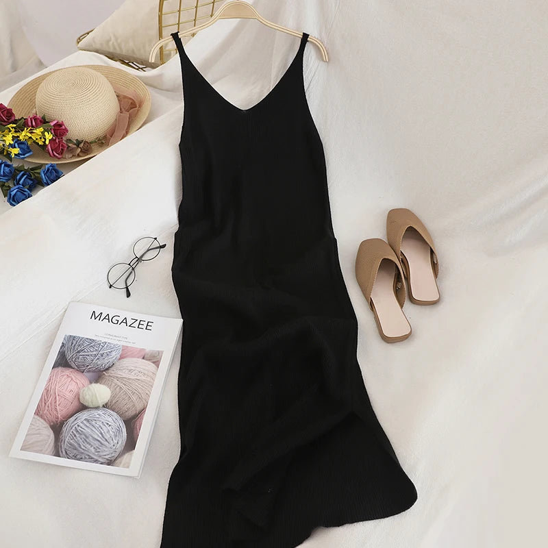 Elegant Split Out Sleeveless V-Neck Party Dress