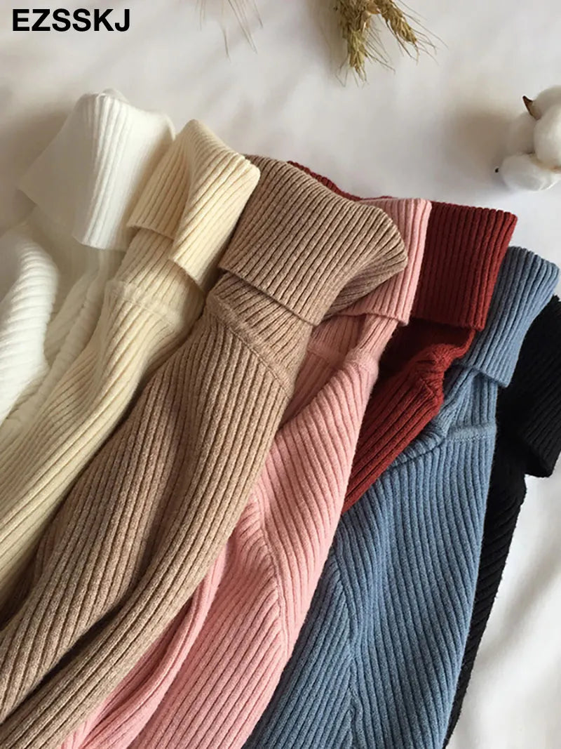 Knitted High Neck Pullovers Turtleneck Sweaters