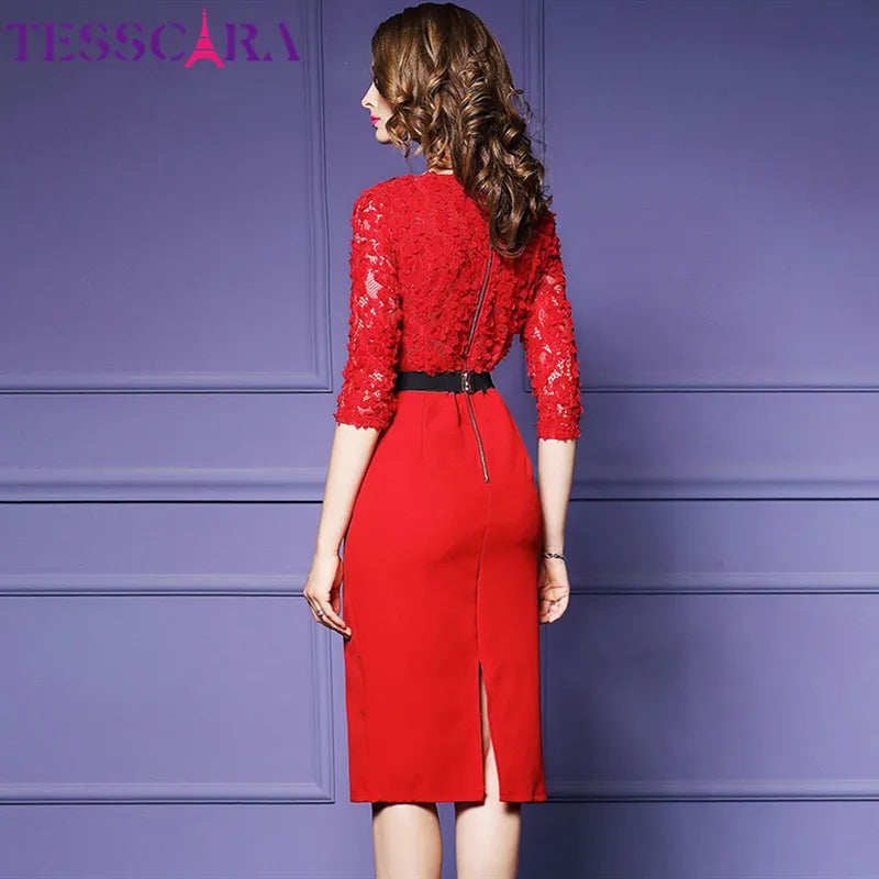 TESSCARA Elegant Lace Pencil Dress