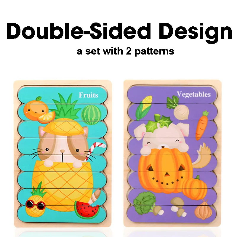 Double Sided Strip 3D Puzzles Wooden Toys