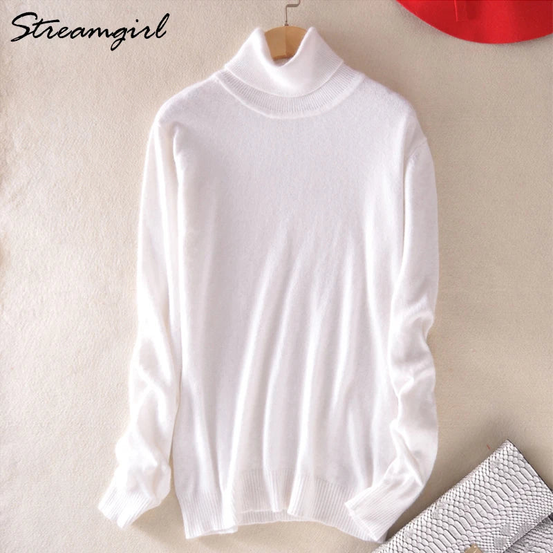 Turtleneck Ladies Cashmere Pullover Sweaters