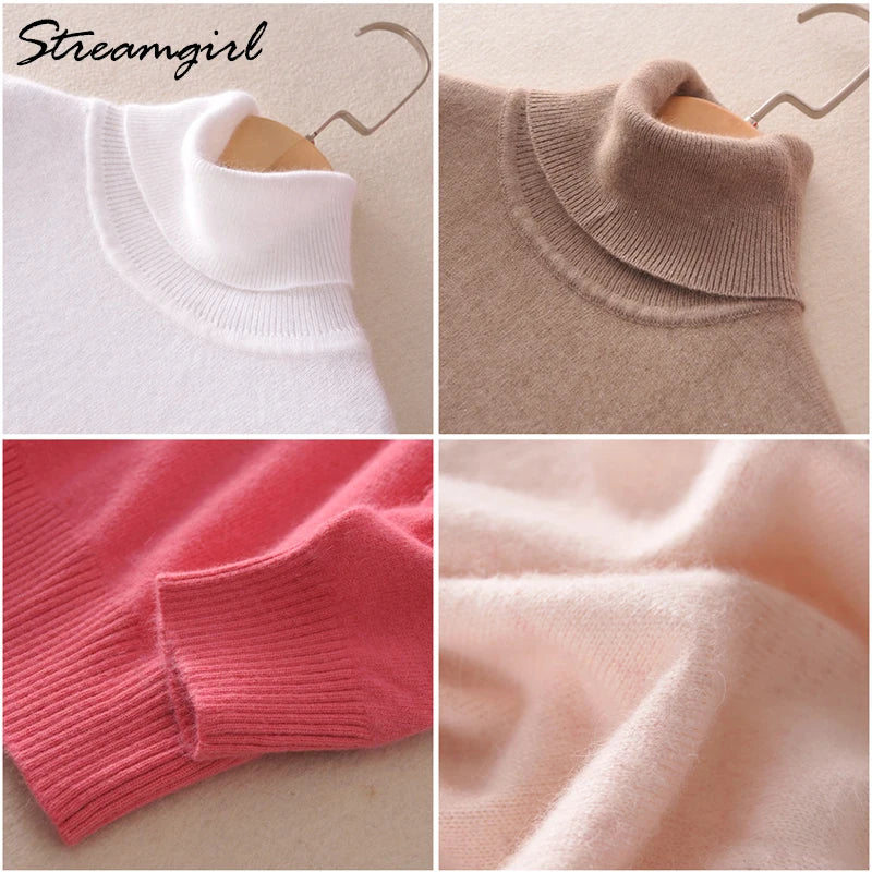 Turtleneck Ladies Cashmere Pullover Sweaters