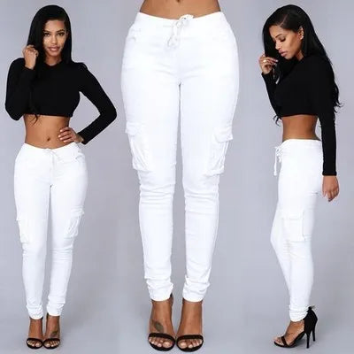 Drawstring Long Pencil Skinny Pants