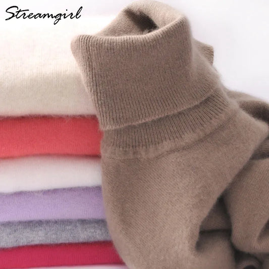 Turtleneck Ladies Cashmere Pullover Sweaters