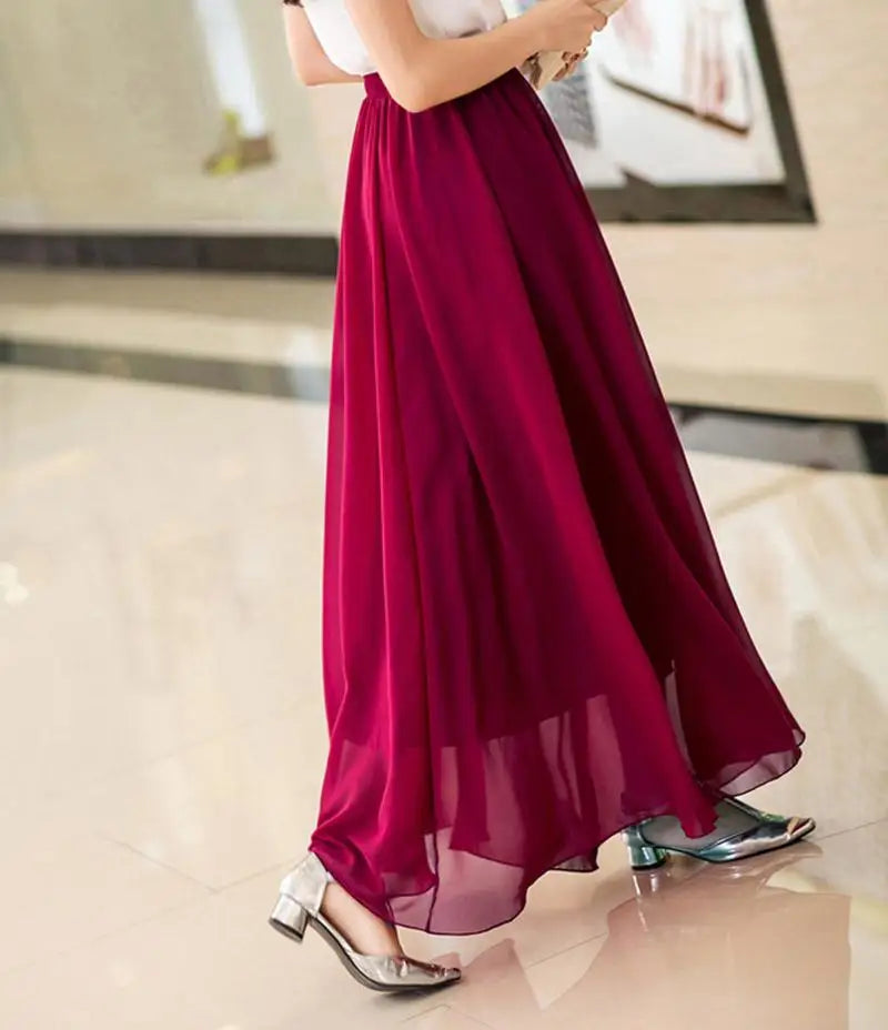 High Waist Chiffon Skirt