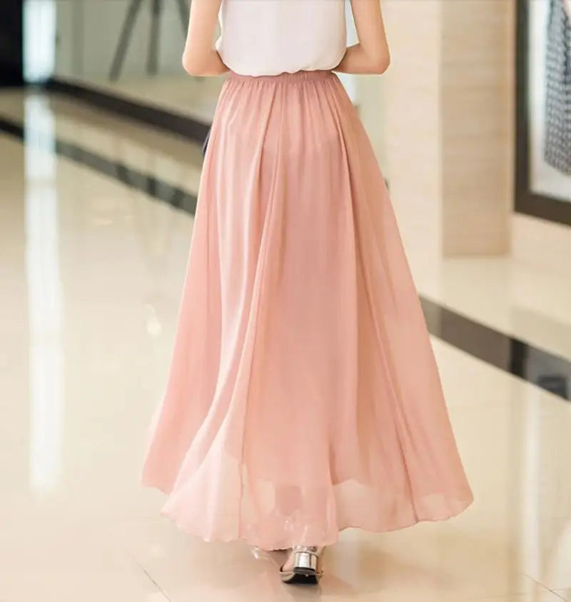 High Waist Chiffon Skirt