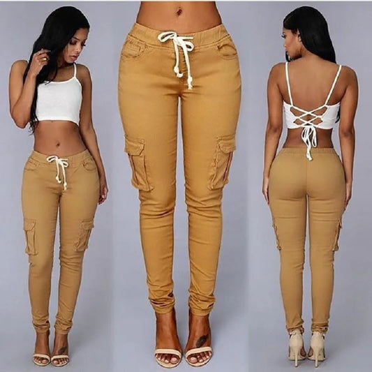 Drawstring Long Pencil Skinny Pants