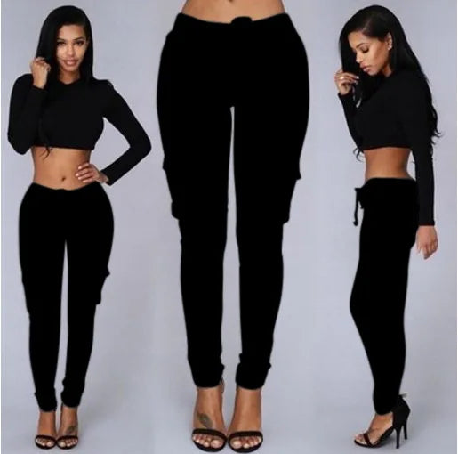 Drawstring Long Pencil Skinny Pants