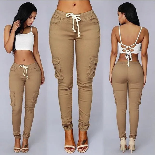 Drawstring Long Pencil Skinny Pants