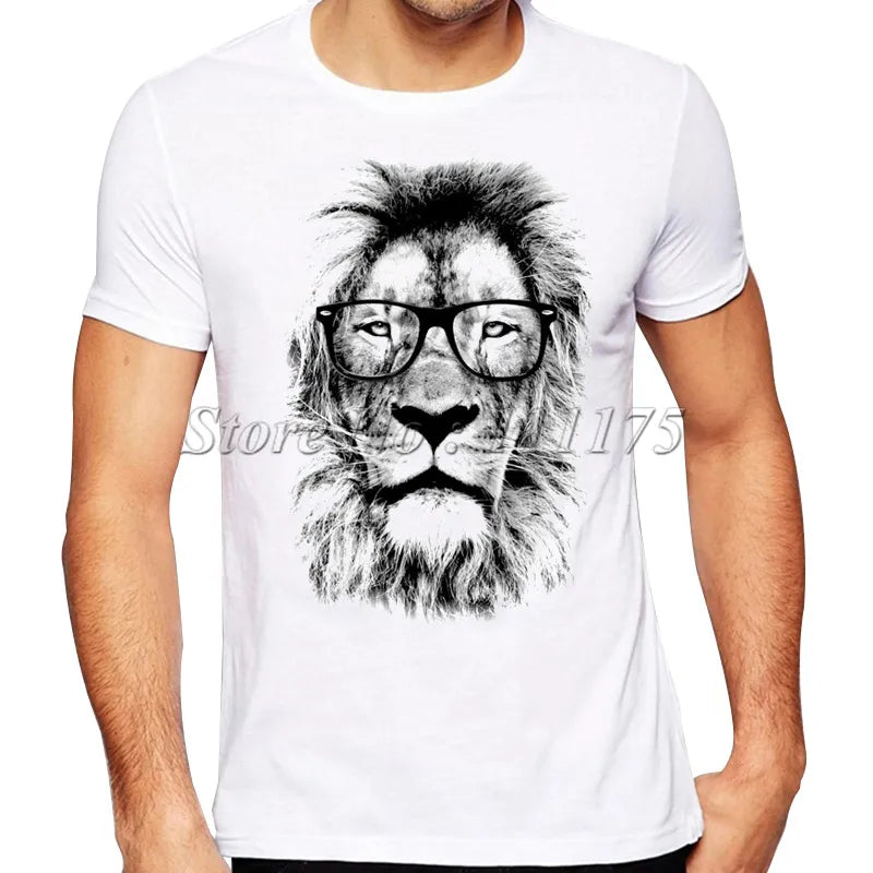 King Lion Wear Glasses Printed T-Shirt