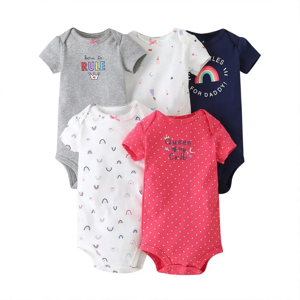 Short Sleeve Girls Clothing Unisex 0-24M Bodysuits