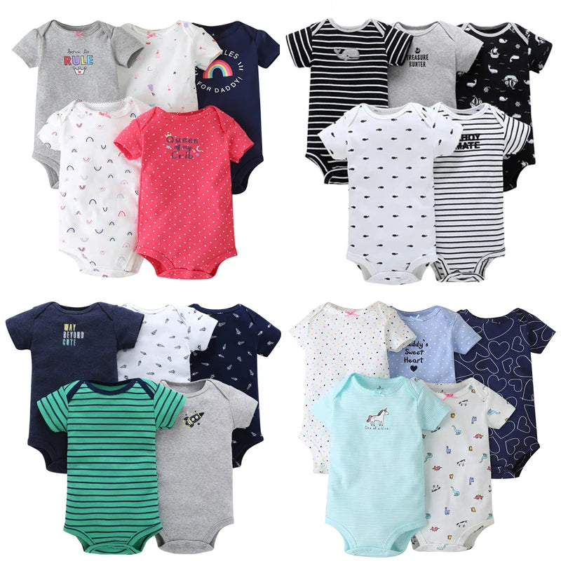 Short Sleeve Girls Clothing Unisex 0-24M Bodysuits