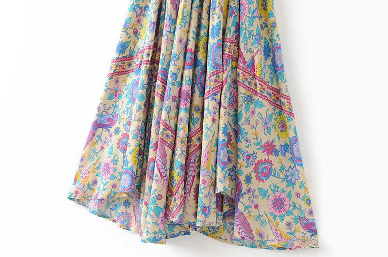 Floral Bat Sleeve Bohemian Maxi Dress