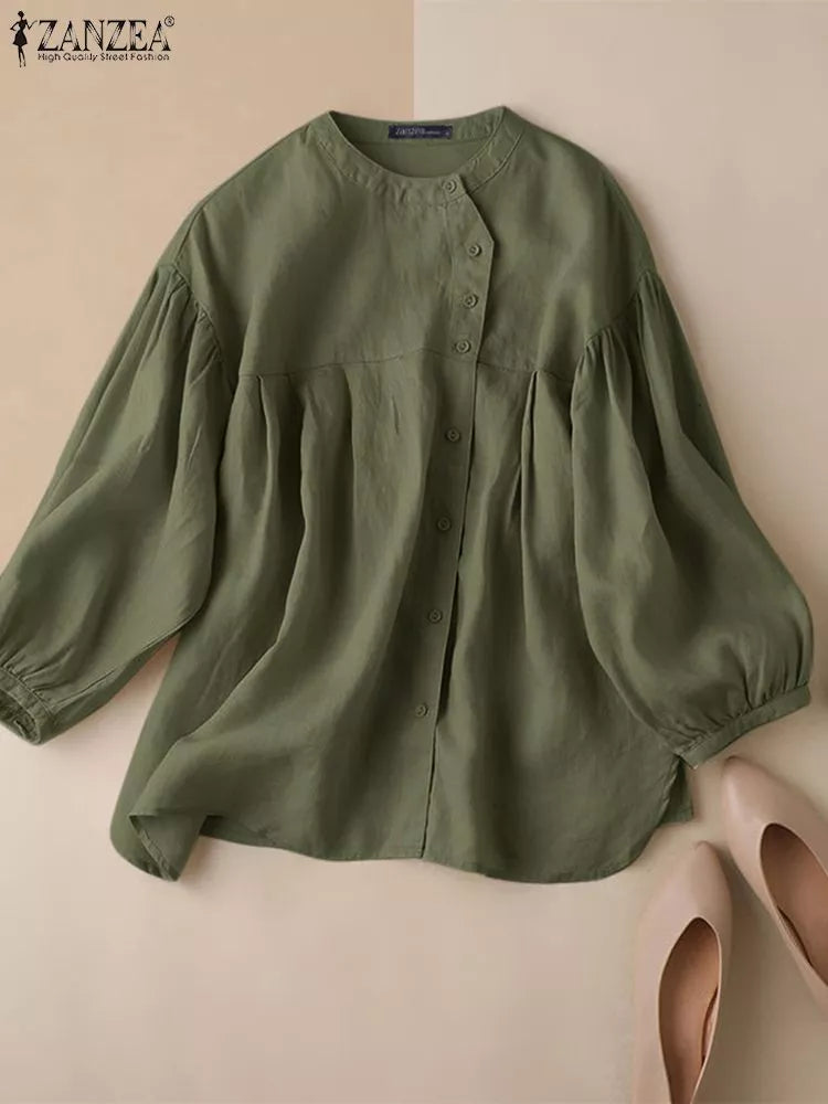 Casual Buttons Down Tunic Loose Party Blouse