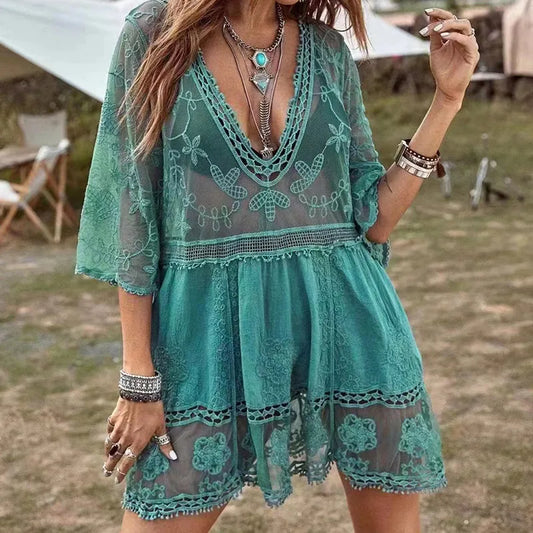 Beach Cover Up V-neck Dress