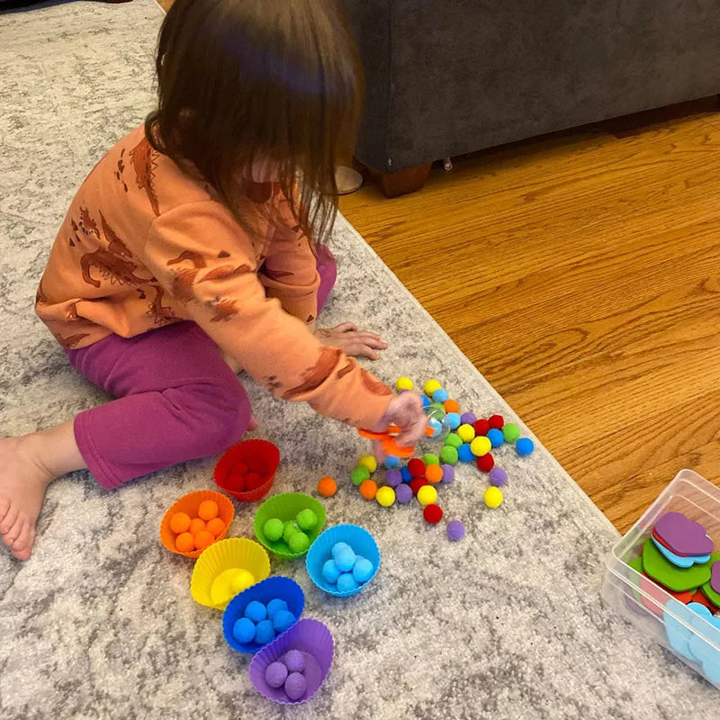 Rainbow Counting Pompoms