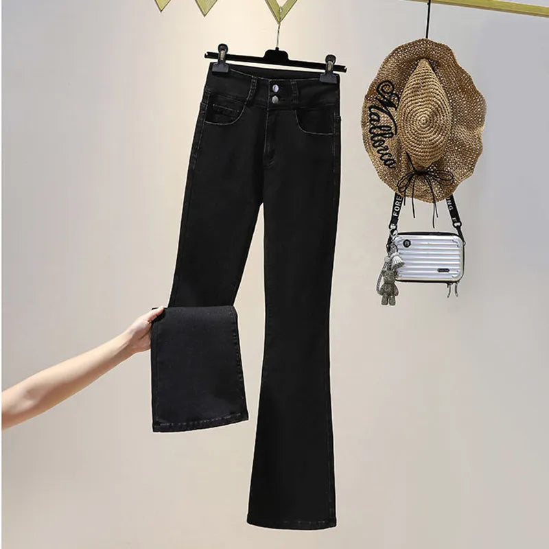 High Waist Flare Slim Fit Bell-bottom Pants