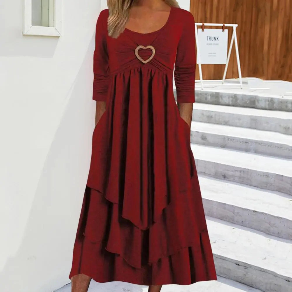 Long Sleeve  O-Neck Maxi Dress