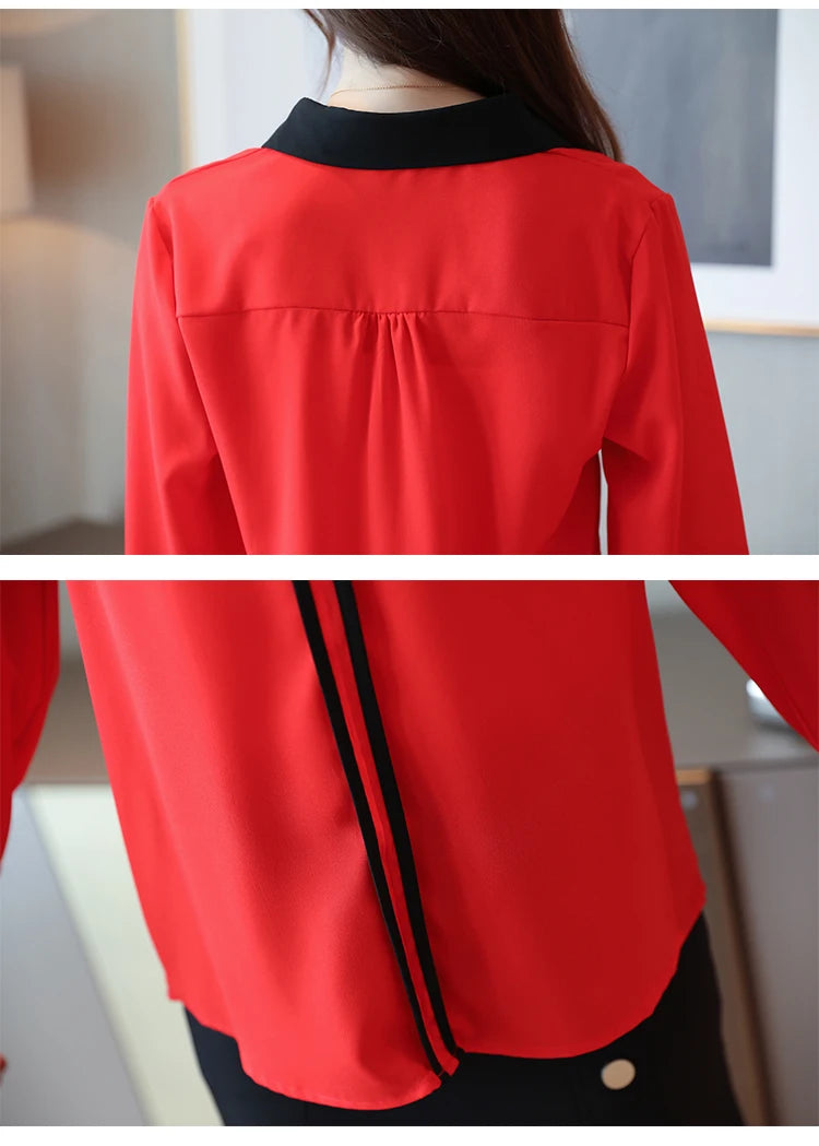 Down Collar Chiffon Office Blouse