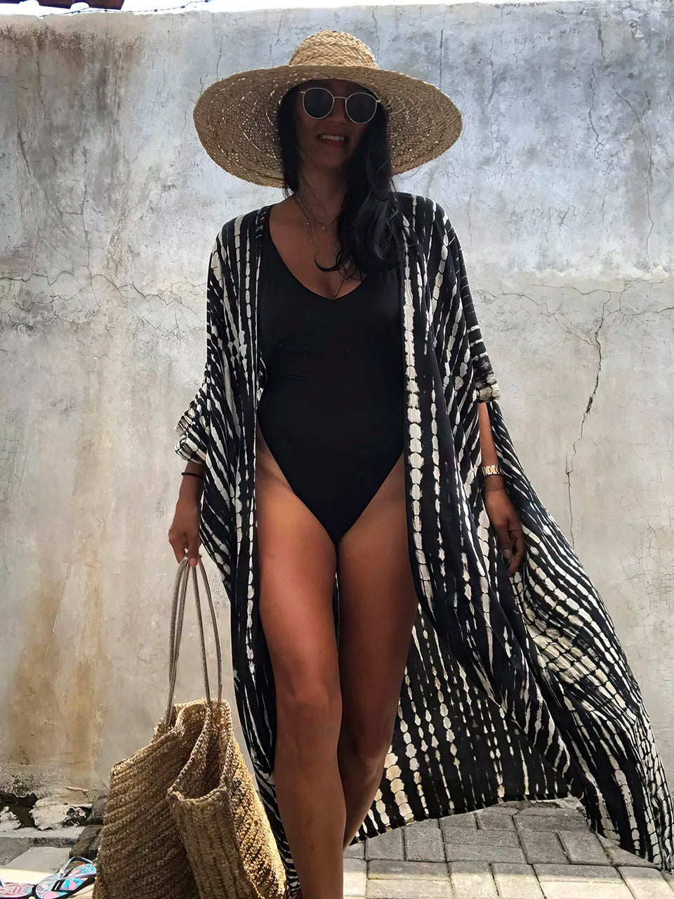 Summer Swimwear Cover Up Kimono Cape Dress